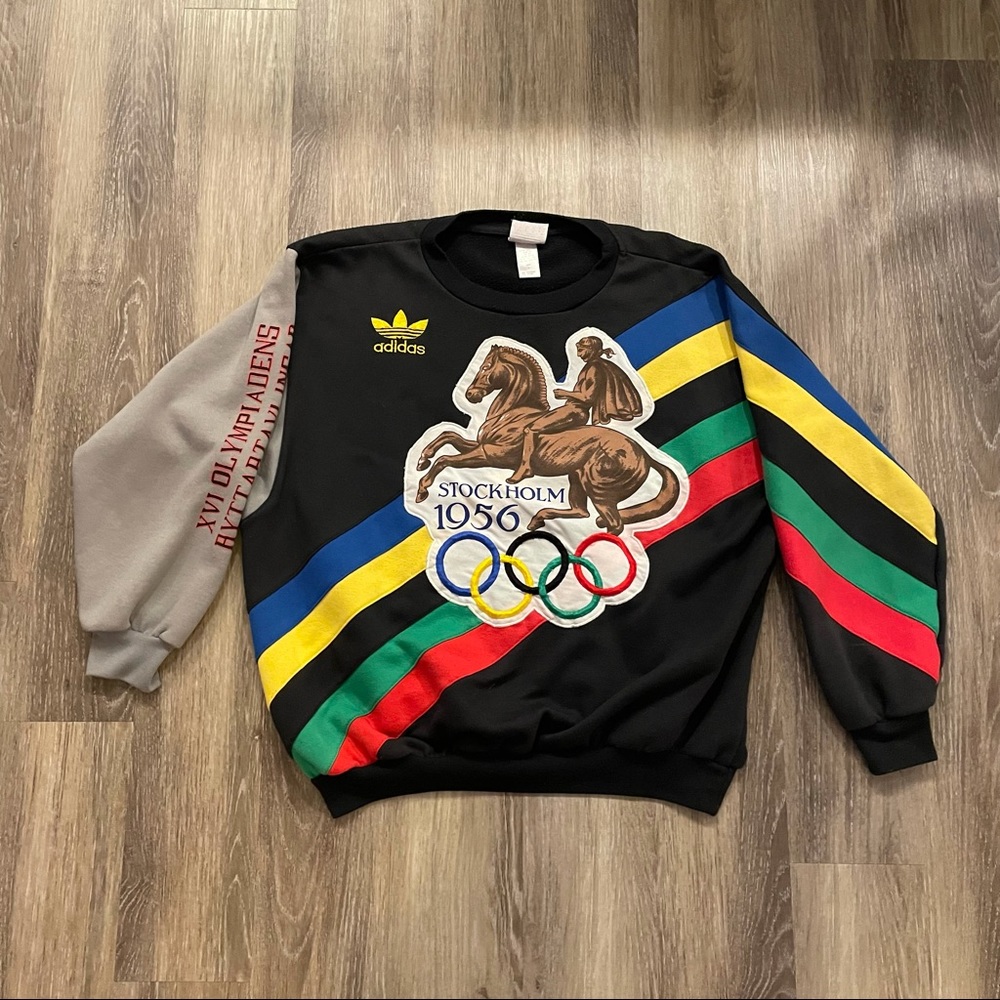 Vintage 80s Adidas 1952 Helsinki and 1956 Stockholm Olympic Sweatshirt